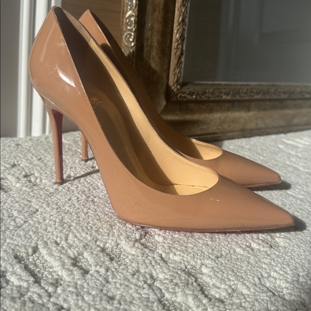 Nude Patent Leather Christian Louboutin Kate 100mm Pumps